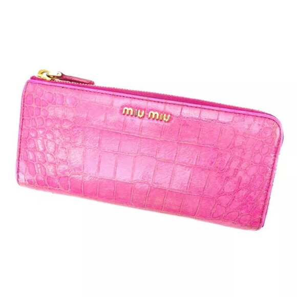 miumiu Wallet Purse Long Wallet Pink Woman Authentic Used - Picture 1 of 5
